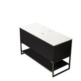 48" Black Wood Freestanding Three Door Bathroom Vanity