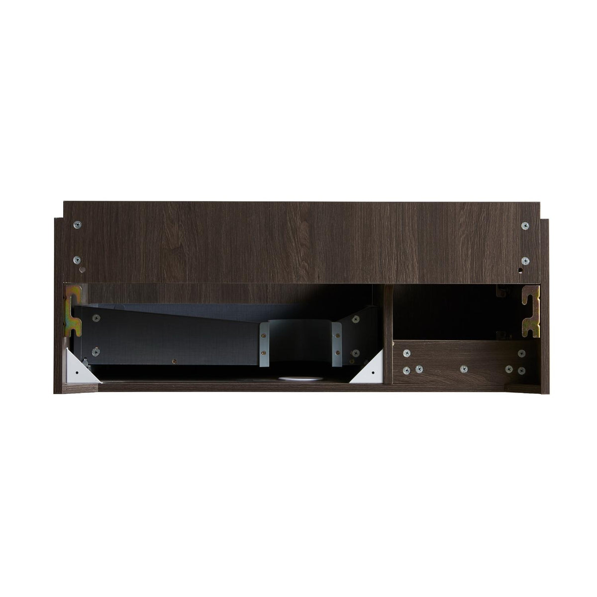 35" Brown Wood Floating Single Door Bathroom Vanity - HomeRoots - Flyclothing LLC