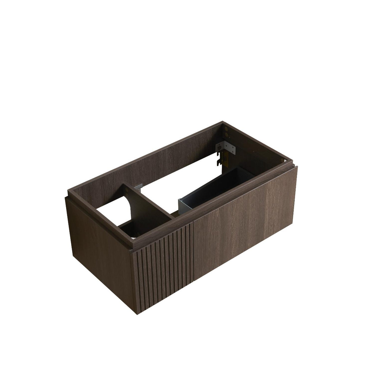 35" Brown Wood Floating Single Door Bathroom Vanity - HomeRoots - Flyclothing LLC