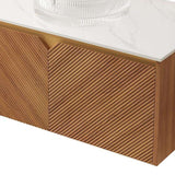 36" Brown Wood Floating Double Door Bathroom Vanity With White Sink - HomeRoots - Flyclothing LLC