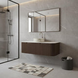 48" Brown Wood Floating Bathroom Vanity With White Sink And Two Drawers - HomeRoots - Flyclothing LLC