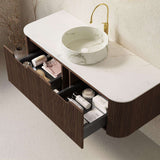48" Brown Wood Floating Bathroom Vanity With White Sink And Two Drawers - HomeRoots - Flyclothing LLC