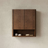 26" Brown Wood Floating Double Door Bathroom Vanity