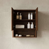 26" Brown Wood Floating Double Door Bathroom Vanity