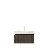 30" Brown Wood Floating Single Door Bathroom Vanity With White Sink - HomeRoots - Flyclothing LLC