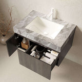 30" Black Wood Floating Single Door Bathroom Vanity With White Sink - HomeRoots - Flyclothing LLC