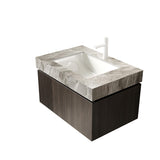 30" Black Wood Floating Single Door Bathroom Vanity With White Sink - HomeRoots - Flyclothing LLC