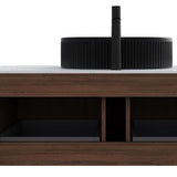 48" Brown Wood Floating Bathroom Vanity With Black Sink And Two Drawers - HomeRoots - Flyclothing LLC