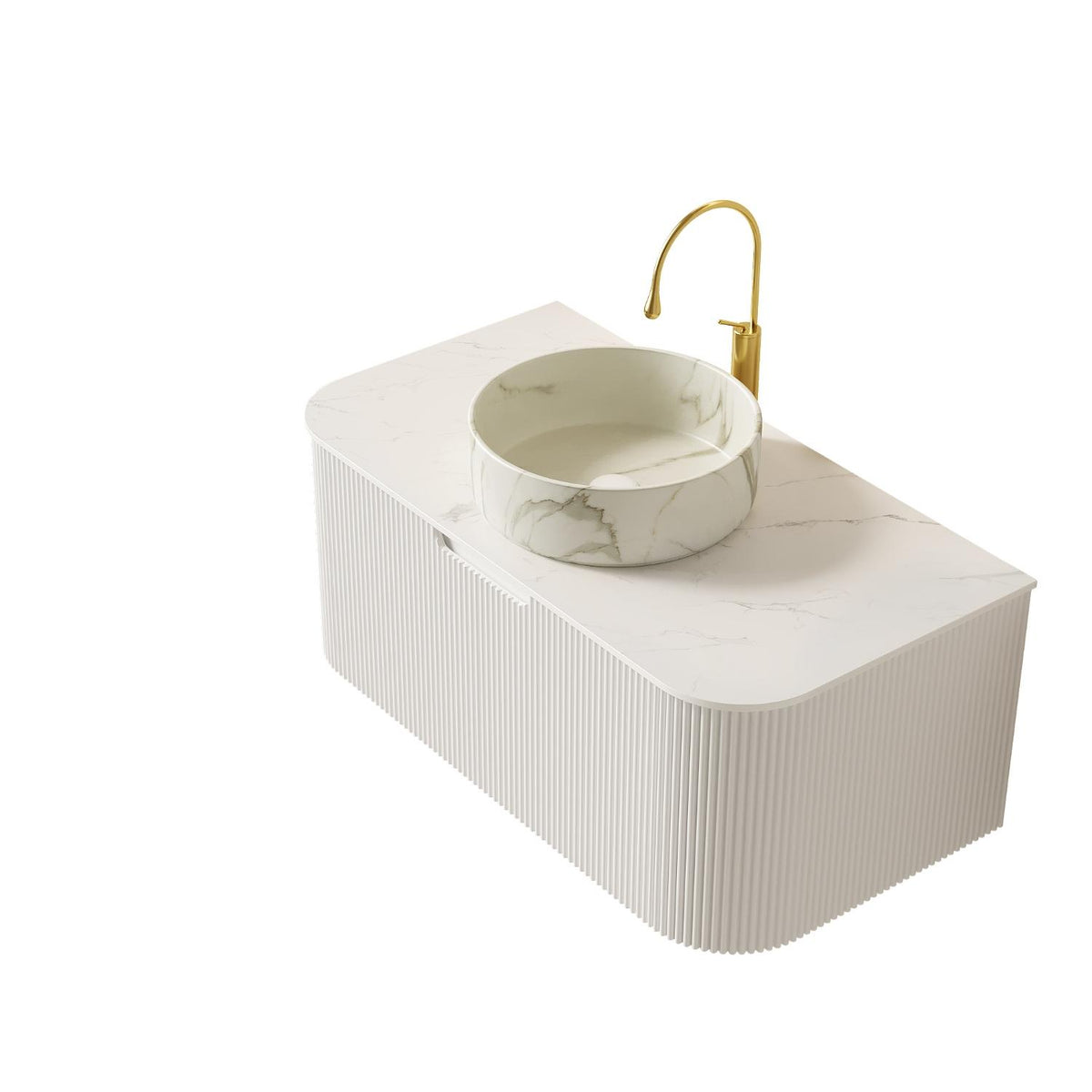 36" White Wood Floating Bathroom Vanity With Sink And Two Drawers - HomeRoots - Flyclothing LLC