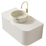36" White Wood Floating Bathroom Vanity With Sink And Two Drawers - HomeRoots - Flyclothing LLC