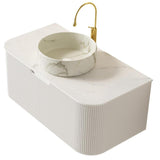 36" White Wood Floating Bathroom Vanity With Sink And Two Drawers - HomeRoots - Flyclothing LLC