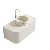 36" White Wood Floating Bathroom Vanity With Sink And Two Drawers - HomeRoots - Flyclothing LLC