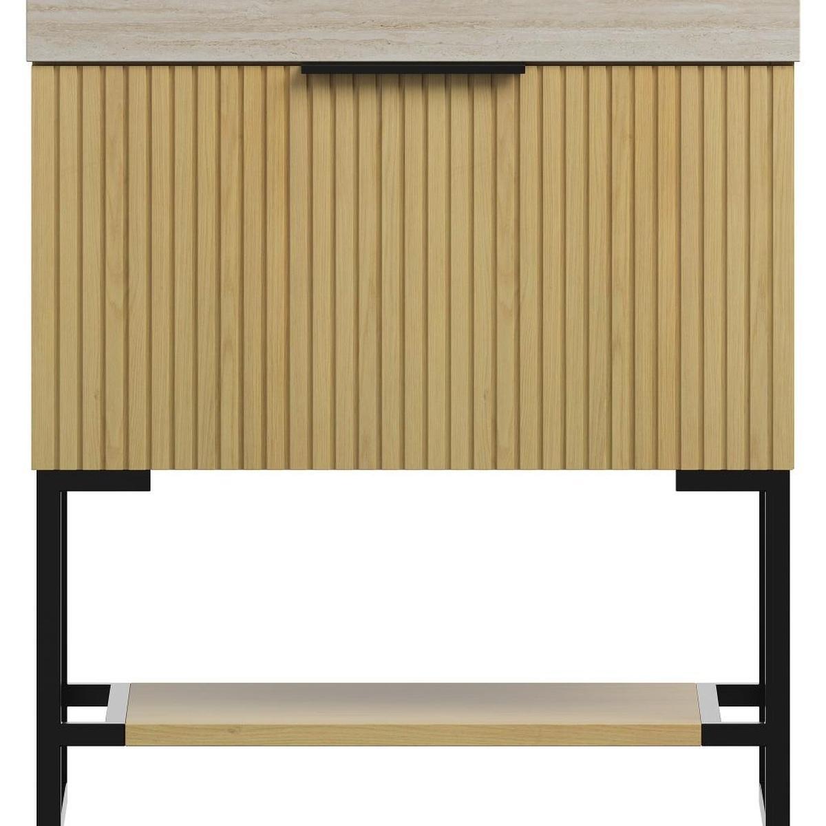 30" Gold Wood Freestanding Bathroom Vanity With White Sink - HomeRoots - Flyclothing LLC