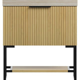 30" Gold Wood Freestanding Bathroom Vanity With White Sink - HomeRoots - Flyclothing LLC