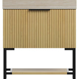 30" Gold Wood Freestanding Bathroom Vanity With White Sink - HomeRoots - Flyclothing LLC