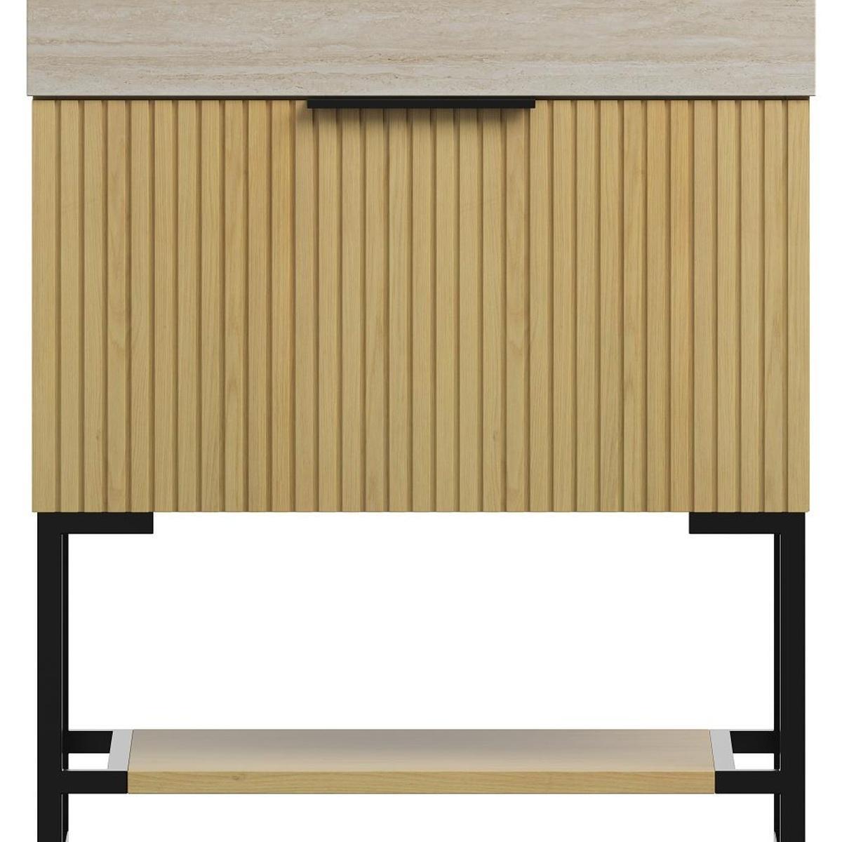30" Gold Wood Freestanding Bathroom Vanity With White Sink - HomeRoots - Flyclothing LLC