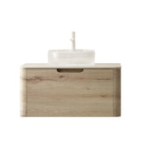 30" Brown Wood Floating Bathroom Vanity With White Sink - HomeRoots - Flyclothing LLC