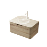 30" Brown Wood Floating Bathroom Vanity With White Sink - HomeRoots - Flyclothing LLC