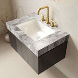 30" Black Wood Floating Single Door Bathroom Vanity With White Sink - HomeRoots - Flyclothing LLC