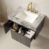 30" Black Wood Floating Single Door Bathroom Vanity With White Sink - HomeRoots - Flyclothing LLC