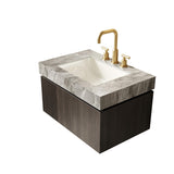 30" Black Wood Floating Single Door Bathroom Vanity With White Sink - HomeRoots - Flyclothing LLC