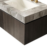 30" Black Wood Floating Single Door Bathroom Vanity With White Sink - HomeRoots - Flyclothing LLC