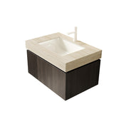 30" Black Wood Floating Bathroom Vanity With White Sink - HomeRoots - Flyclothing LLC