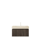 30" Black Wood Floating Bathroom Vanity With White Sink - HomeRoots - Flyclothing LLC