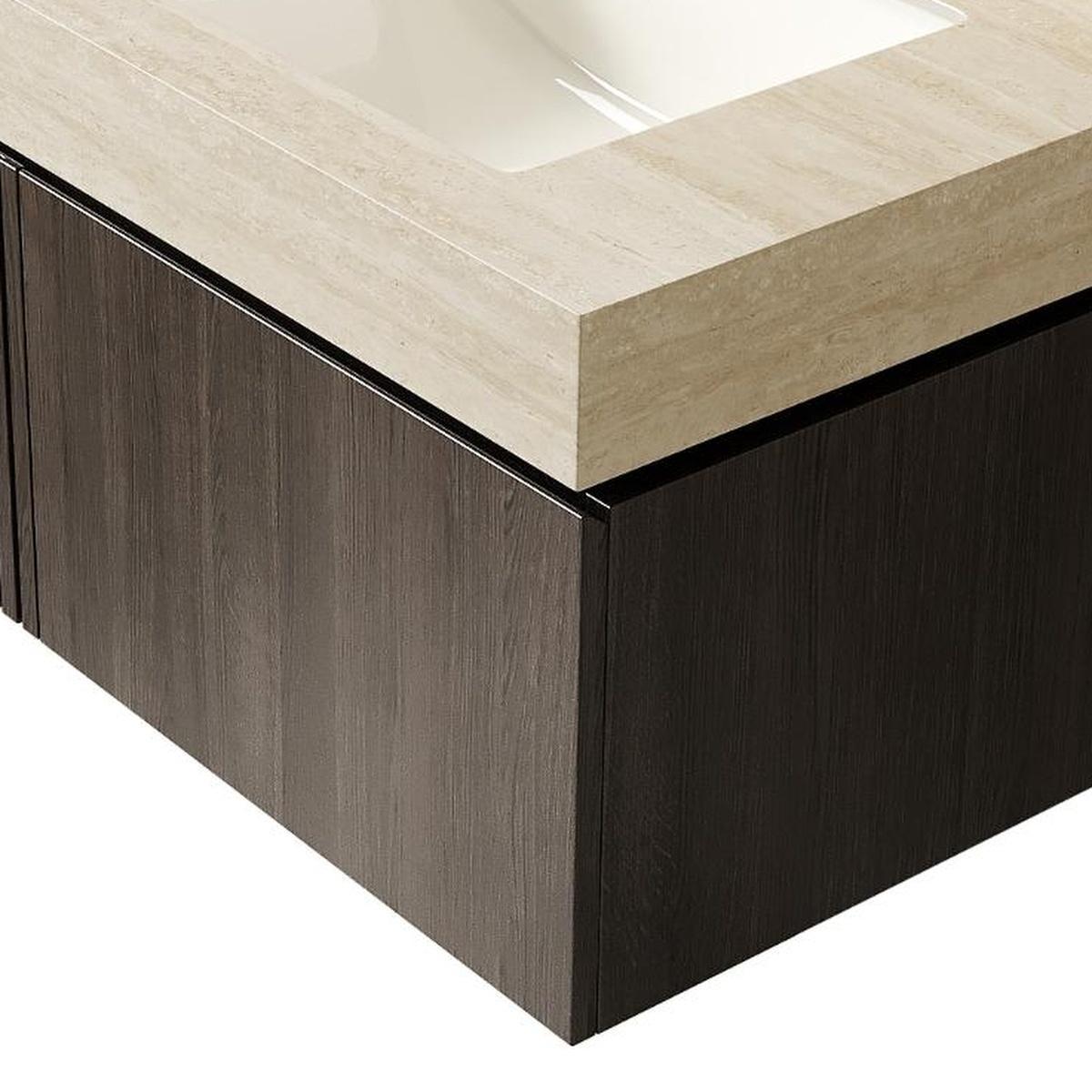 30" Black Wood Floating Bathroom Vanity With White Sink - HomeRoots - Flyclothing LLC