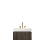 30" Black Wood Floating Single Door Bathroom Vanity With White Sink - HomeRoots - Flyclothing LLC
