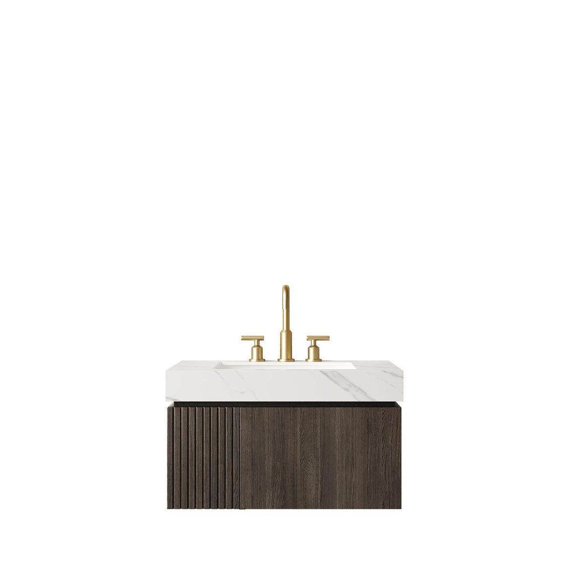 30" Black Wood Floating Single Door Bathroom Vanity With White Sink - HomeRoots - Flyclothing LLC