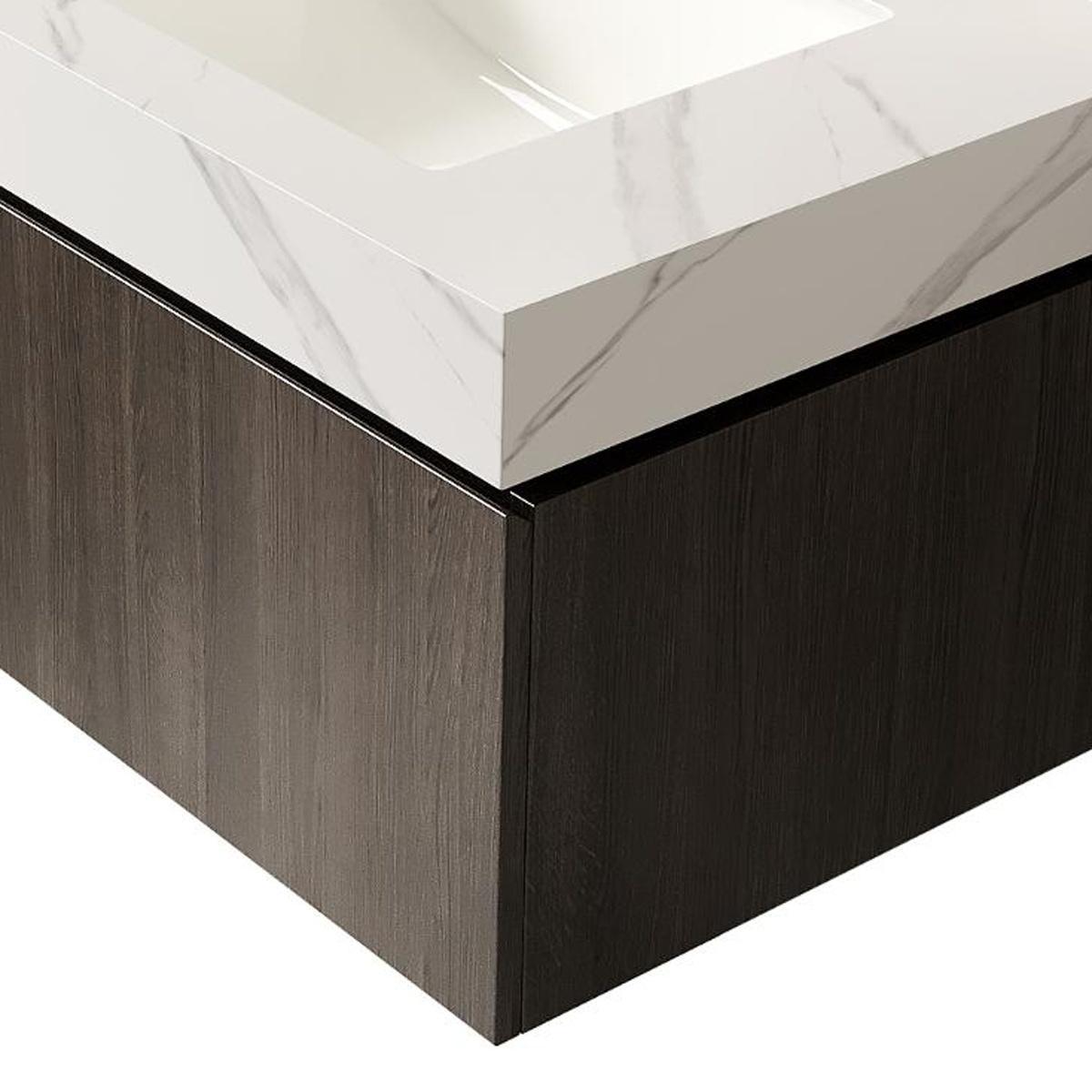 30" Black Wood Floating Single Door Bathroom Vanity With White Sink - HomeRoots - Flyclothing LLC