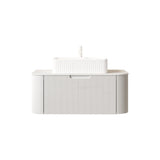 36" White Wood Floating Bathroom Vanity With Sink