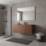 35" Brown Wood Floating Single Door Bathroom Vanity - HomeRoots - Flyclothing LLC