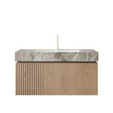 36" Brown Wood Floating Single Door Bathroom Vanity With White Sink - HomeRoots - Flyclothing LLC