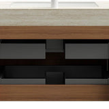 30" Brown Wood Floating Bathroom Vanity With White Sink And Two Drawers - HomeRoots - Flyclothing LLC