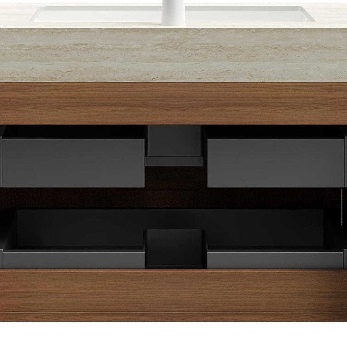 30" Brown Wood Floating Bathroom Vanity With White Sink And Two Drawers - HomeRoots - Flyclothing LLC