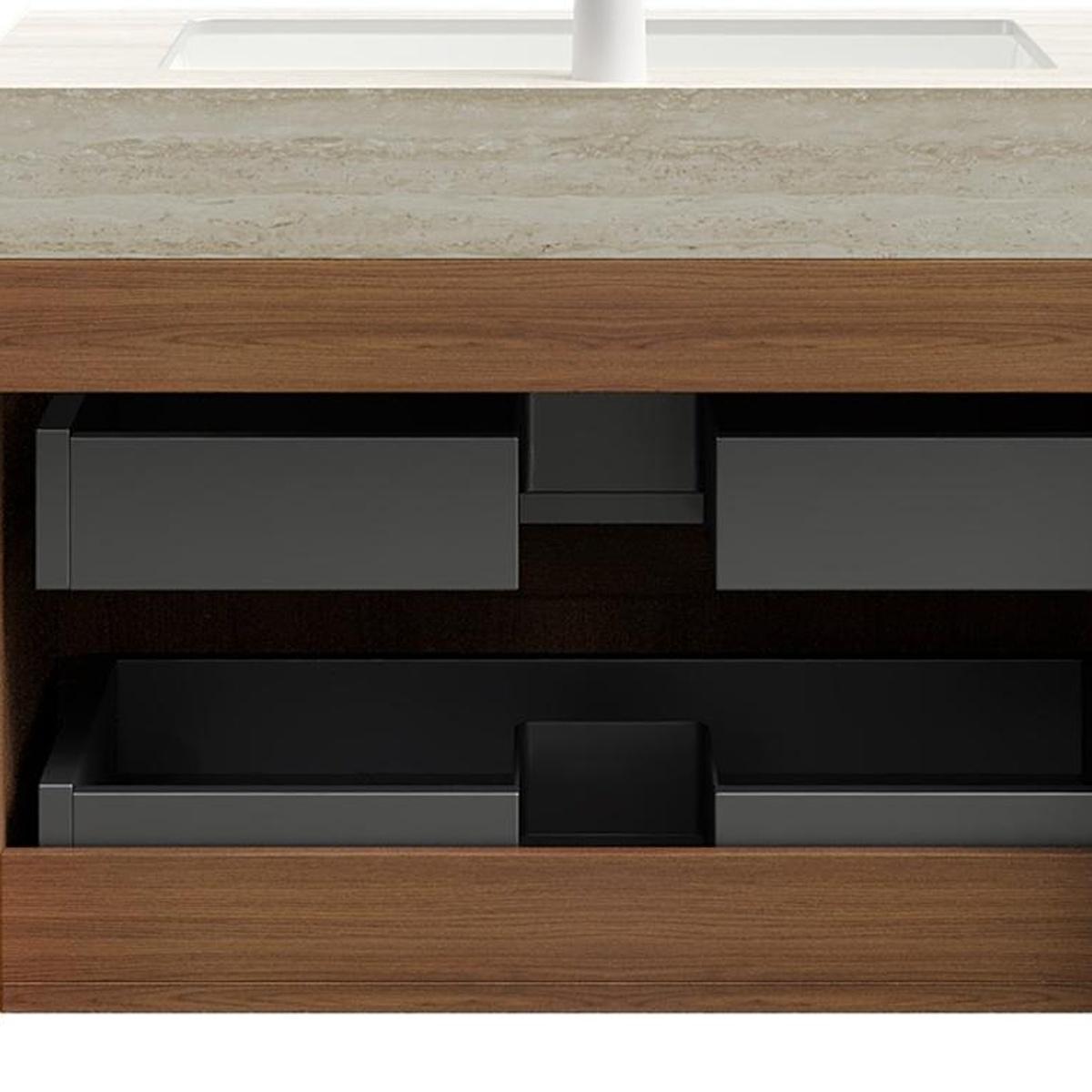 30" Brown Wood Floating Bathroom Vanity With White Sink And Two Drawers - HomeRoots - Flyclothing LLC