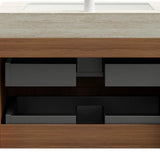 30" Brown Wood Floating Bathroom Vanity With White Sink And Two Drawers - HomeRoots - Flyclothing LLC