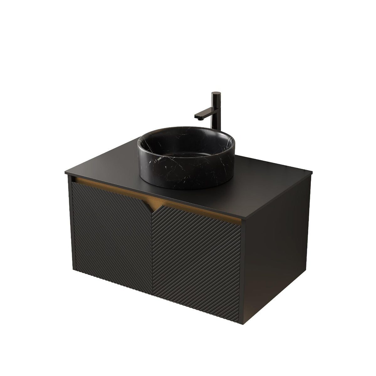 30" Black Wood Floating Double Door Bathroom Vanity With Sink - HomeRoots - Flyclothing LLC