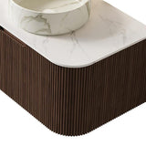 30" Brown Wood Floating Bathroom Vanity With White Sink - HomeRoots - Flyclothing LLC
