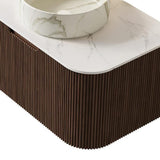 30" Brown Wood Floating Bathroom Vanity With White Sink - HomeRoots - Flyclothing LLC