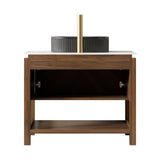 36" Brown Wood Freestanding Double Door Bathroom Vanity With Black Sink - HomeRoots - Flyclothing LLC