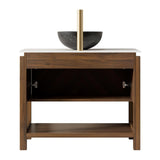 36" Brown Wood Freestanding Double Door Bathroom Vanity With Black Sink - HomeRoots - Flyclothing LLC