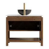 36" Brown Wood Freestanding Double Door Bathroom Vanity With Black Sink - HomeRoots - Flyclothing LLC