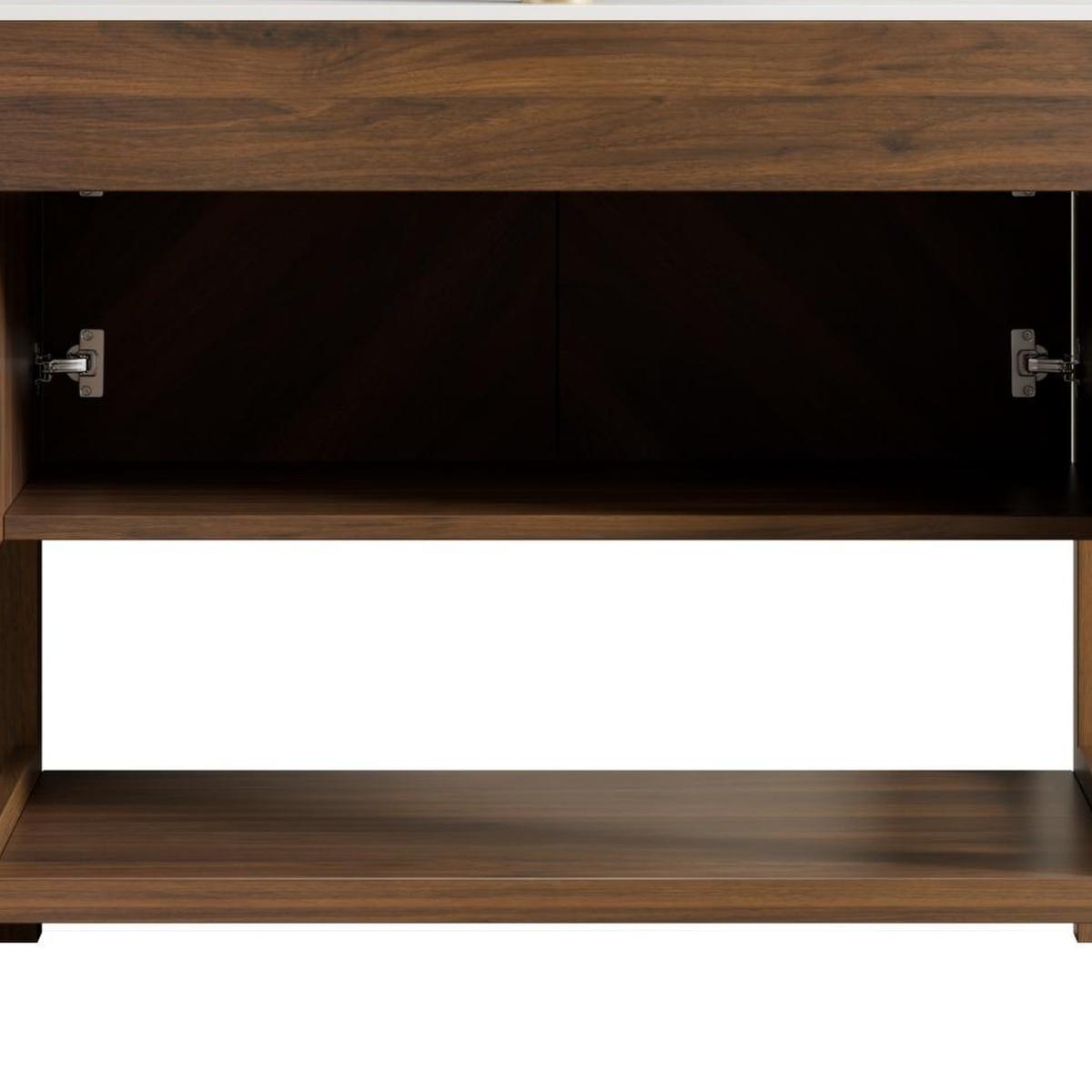 36" Brown Wood Freestanding Double Door Bathroom Vanity With Black Sink - HomeRoots - Flyclothing LLC