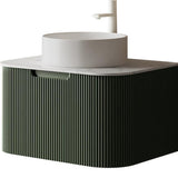 30" Green Wood Floating Bathroom Vanity With White Sink - HomeRoots - Flyclothing LLC
