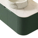 30" Green Wood Floating Bathroom Vanity With White Sink - HomeRoots - Flyclothing LLC