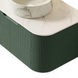 30" Green Wood Floating Bathroom Vanity With White Sink - HomeRoots - Flyclothing LLC