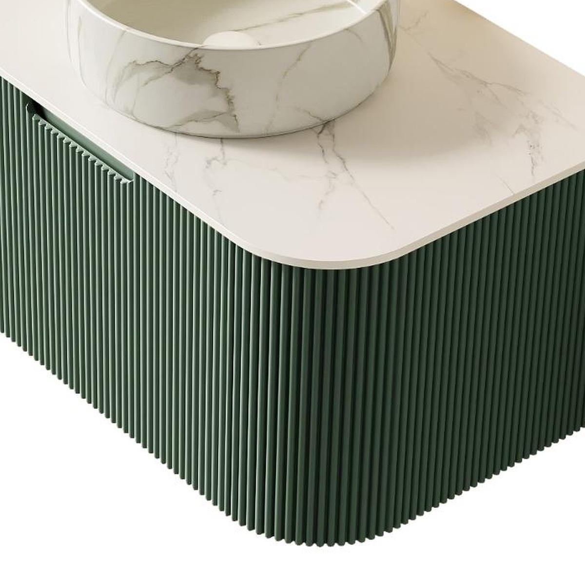 30" Green Wood Floating Bathroom Vanity With White Sink - HomeRoots - Flyclothing LLC